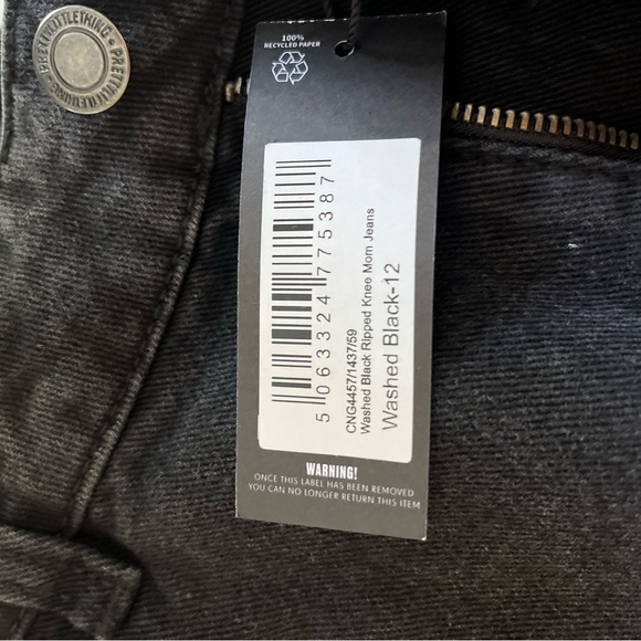 NWT PrettyLittleThing Washed Black Ripped Knee Mom Jeans size 8 - Picture 7 of 11
